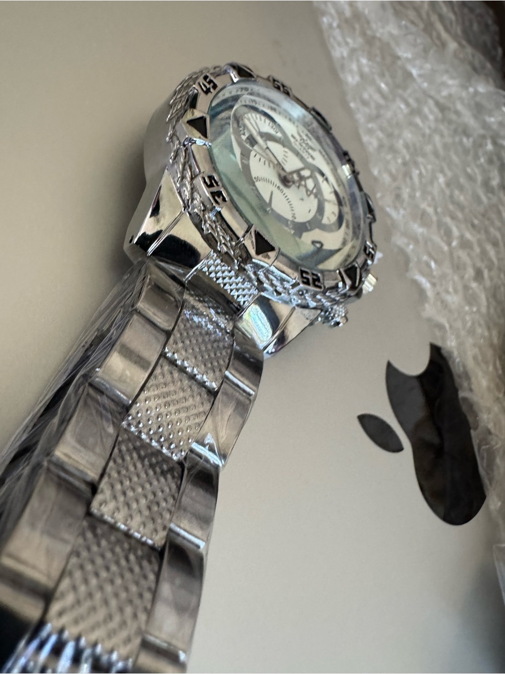 New Silvertone quartz analog watch, protective film still on!
